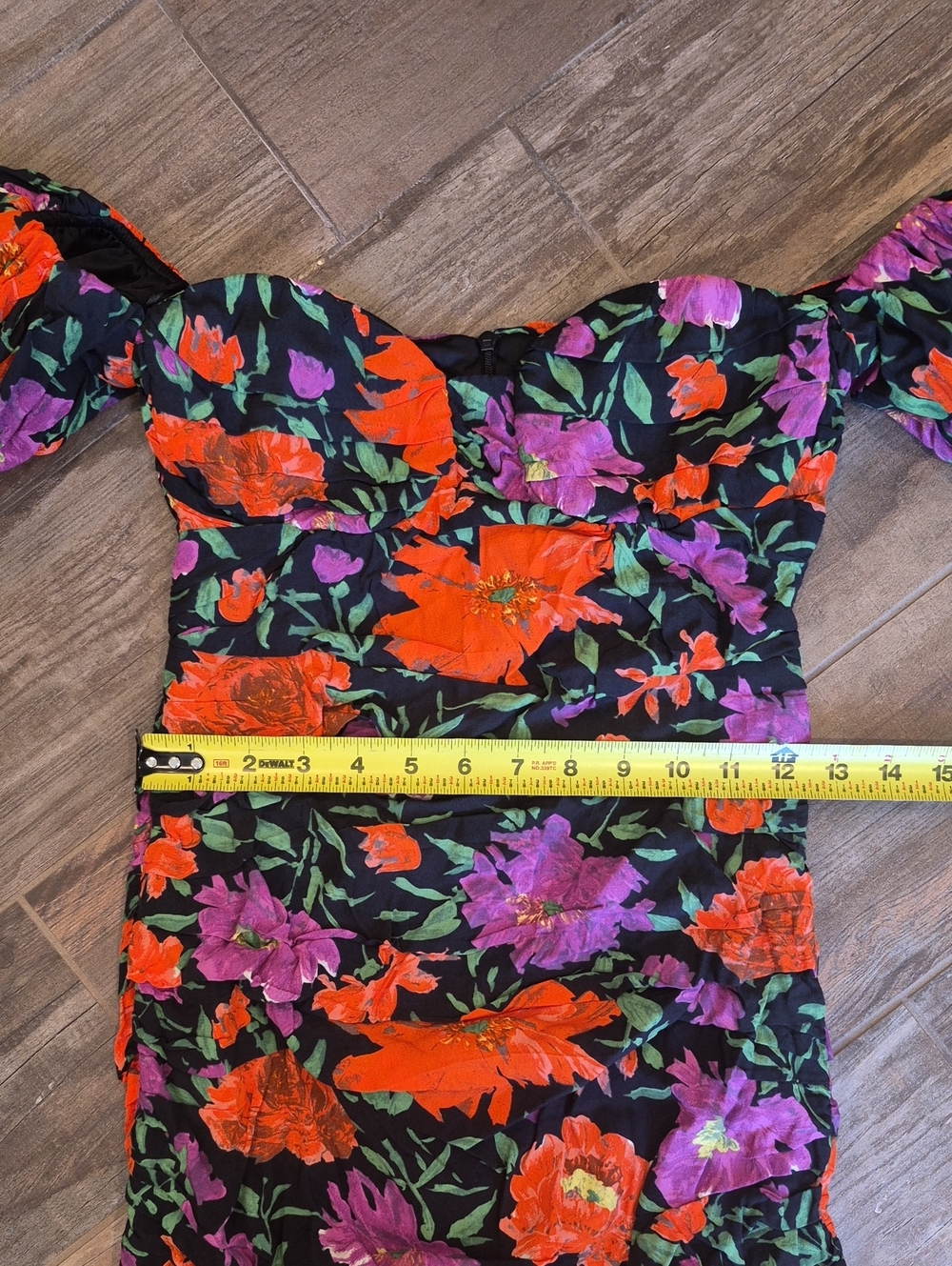 Zara Floral Off-the-Shoulder Short Puff Sleeve Fully Lined Mini Dress, XS - Picture 9 of 14